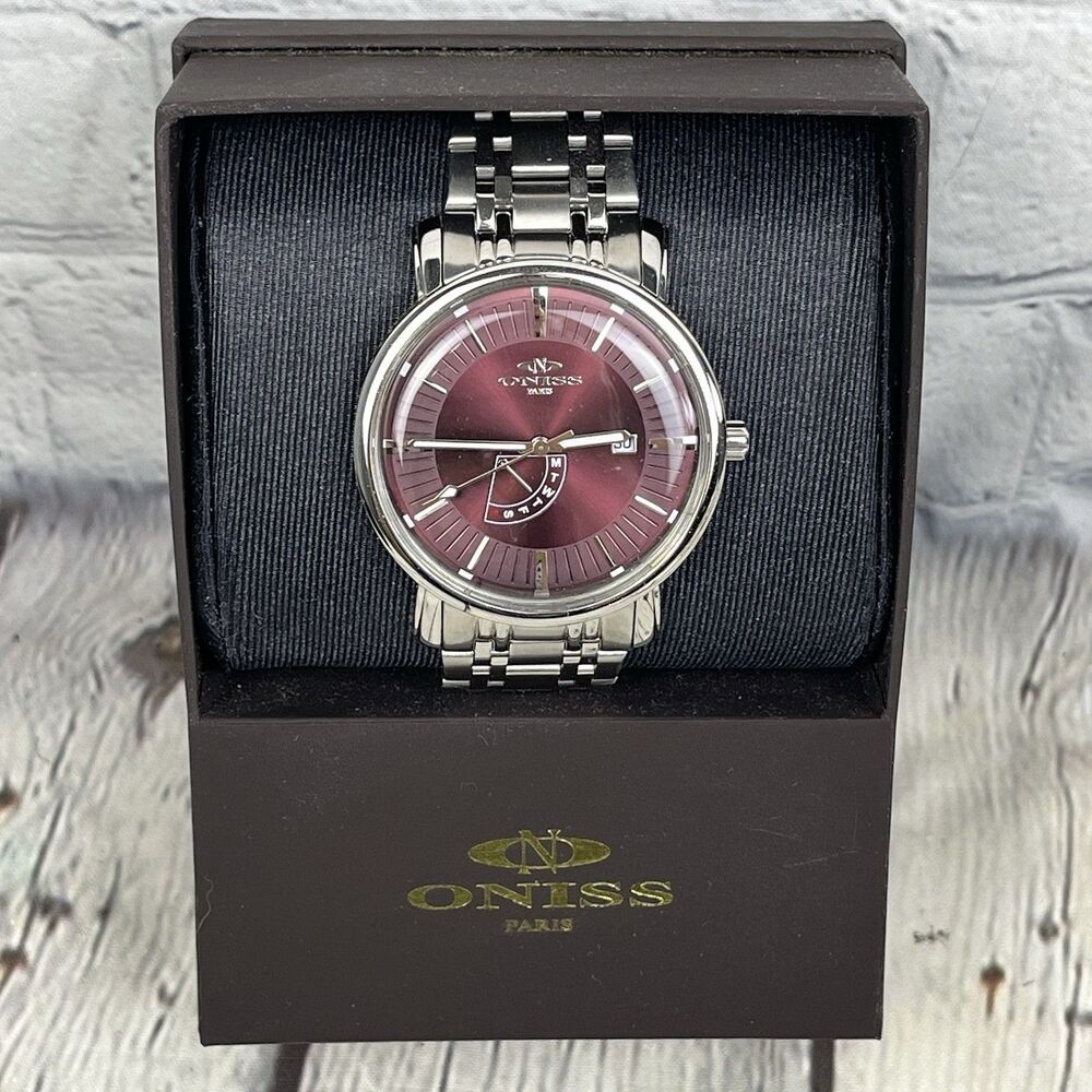 Oniss Sorrento Men’s Watch Quartz Red Dial Adjustable Silver Band ON2626-MBY